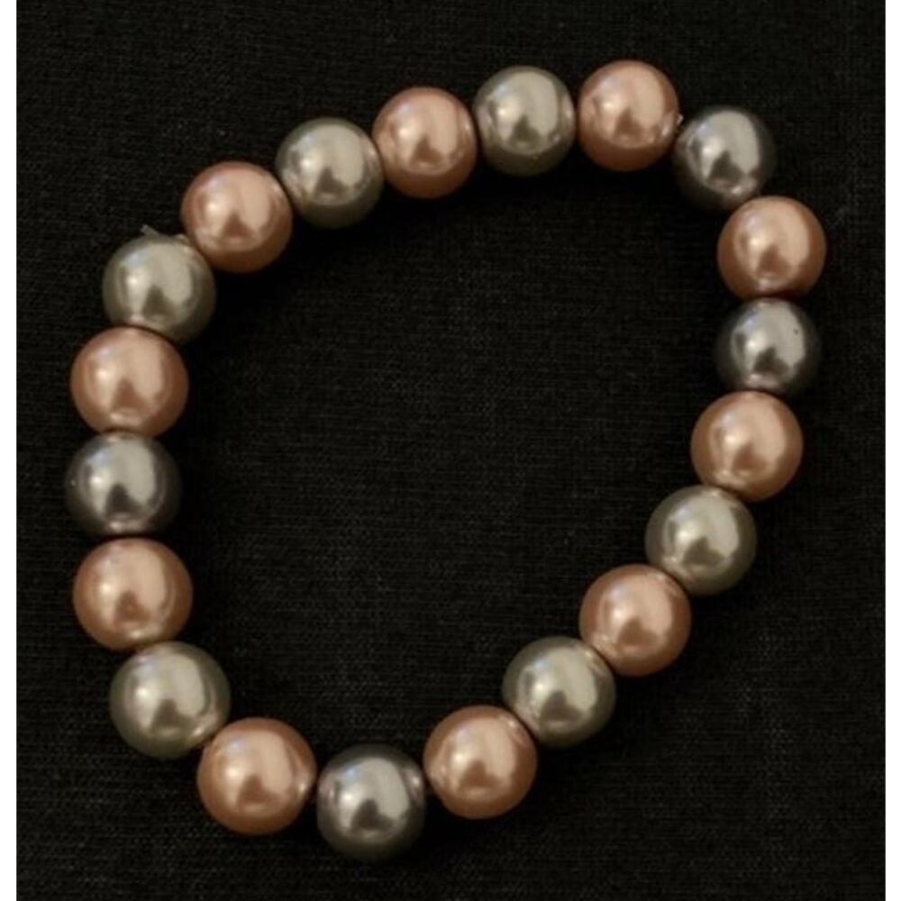 Bi color elastic pearls Bracelet